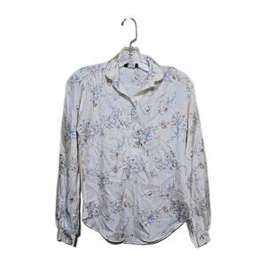 Vtg Langtry Floral Button Down Long Sleeve Preppy Coquette Top Womans Small